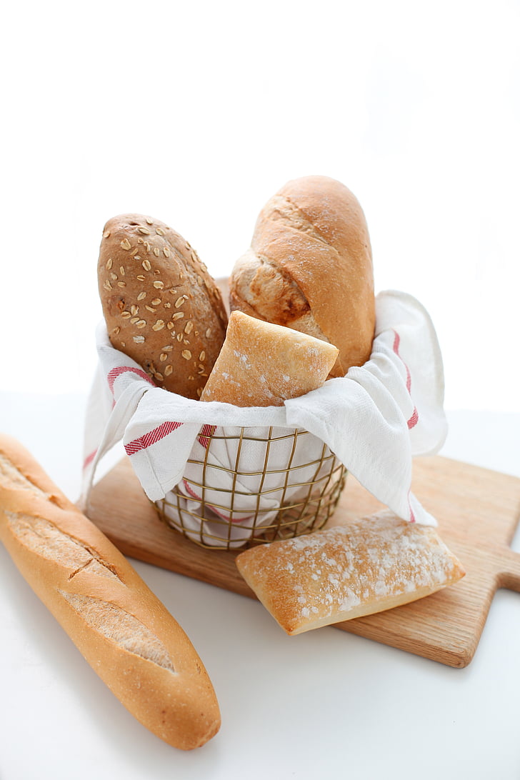 ขนมปัง, ขนมปัง, สุขภาพ, อาหารกูร์เมต์, อาหารและเครื่องดื่ม, อาหาร, พื้นหลังสีขาว