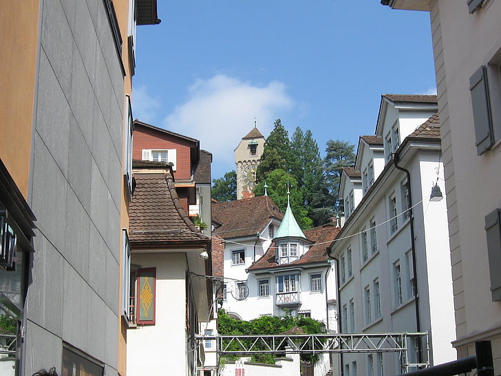 klokketårnet, klokke, tårnet, Lucerne, Sveits, Swiss, landsbyen