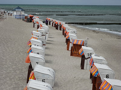 sedia di spiaggia, formazione, serie, estate, mare, Colore, sabbia
