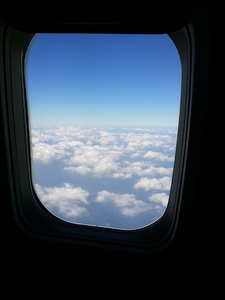 Sky, plan, molnet, ut genom fönstret, industri- och handelskammaren, flyg, resor