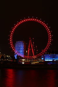 London, London eye, panoramsko kolo Wiener Riesenrad, zanimivi kraji, Velika Britanija, mejnik, noč