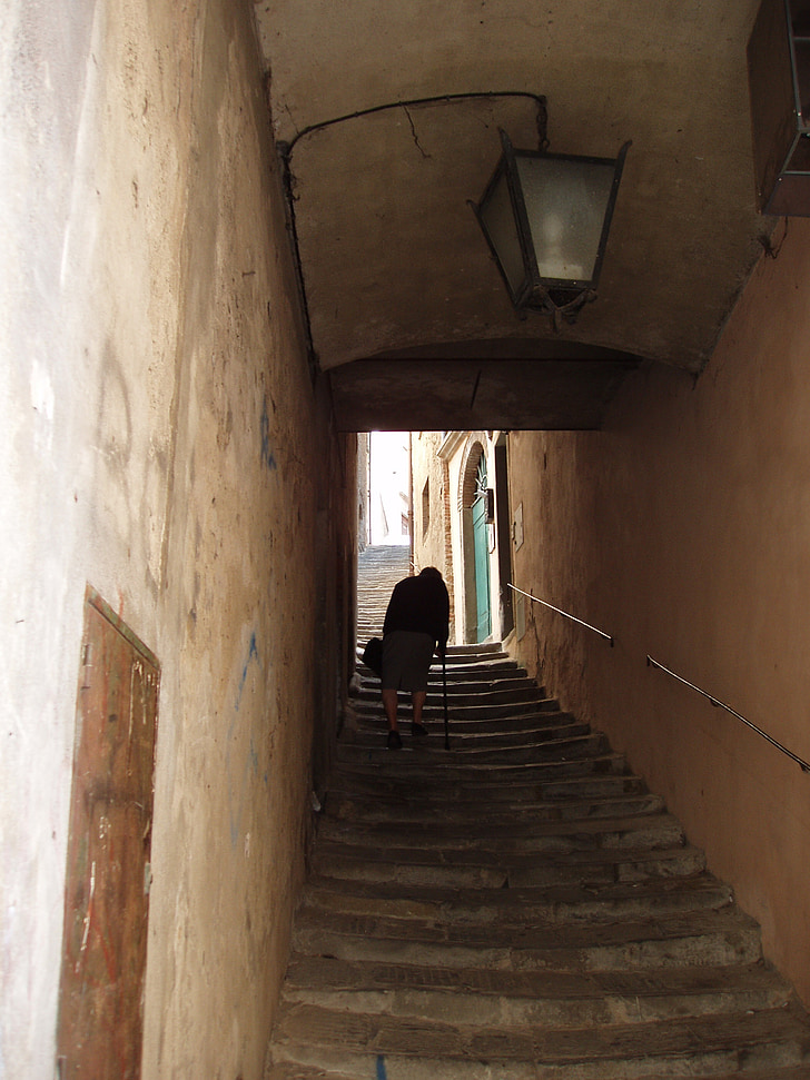 Ιταλία, Κορτόνα:, σκάλες, ανώτερος πολίτης, αρχιτεκτονική