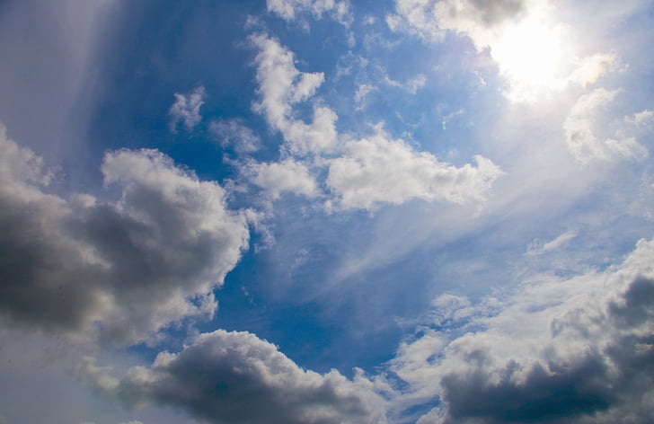 sky, clouds, blue, weather, day, afternoon, sun