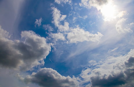 ουρανός, σύννεφα, μπλε, καιρικές συνθήκες, ημέρα, το απόγευμα, Ήλιος