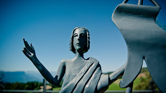 figur, figur Kristi, ansikt, bust, metall figur, hodet, statuen