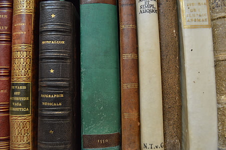 bok, gamla, bibliotek, Latin