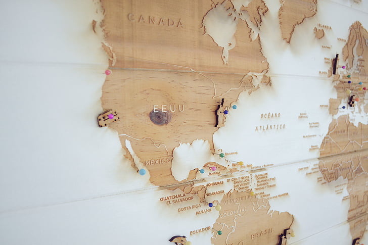 geography, map, markings, pins, travel