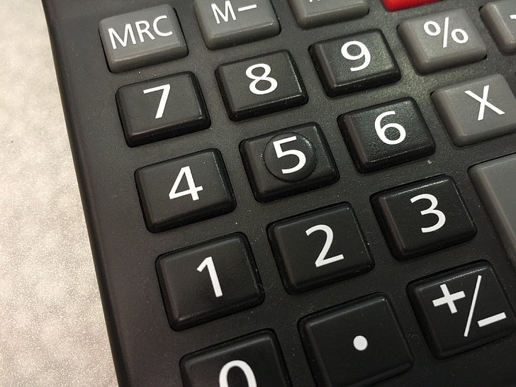 calculator, black, number, buttons, tell, device