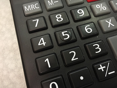 Kalkulator, svart, nummer, knapper, fortelle, enheten