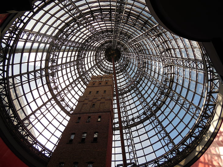 Melbourne, Australia, Centro comercial, arriba, cono, vigas, arquitectura