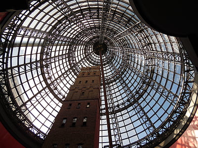 Melbourne, Australië, winkelcentrum, overhead, kegel, liggers, het platform