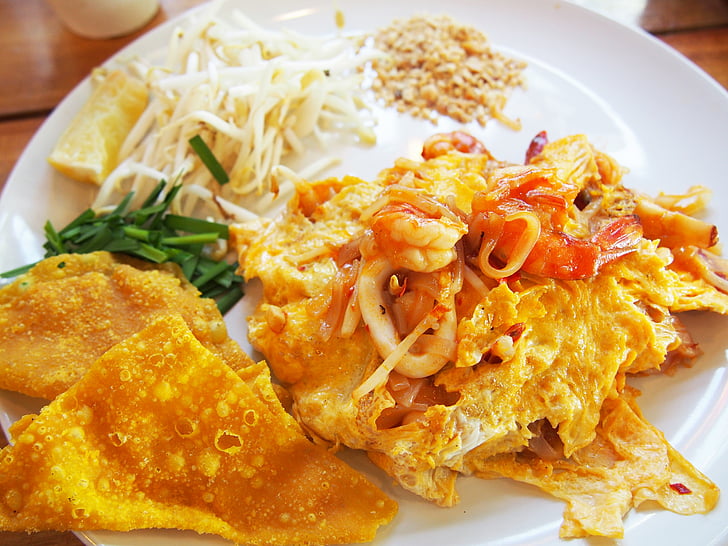 pad thai, Thais eten, voedsel, Noodle, ei, heerlijke, padthai