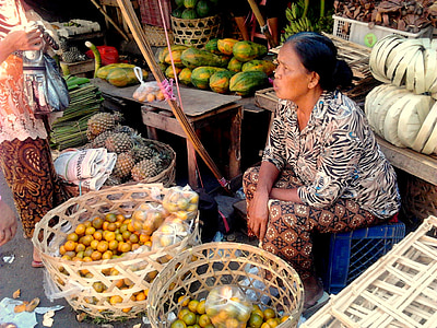 Bali, mulher, mercado, Indonésio
