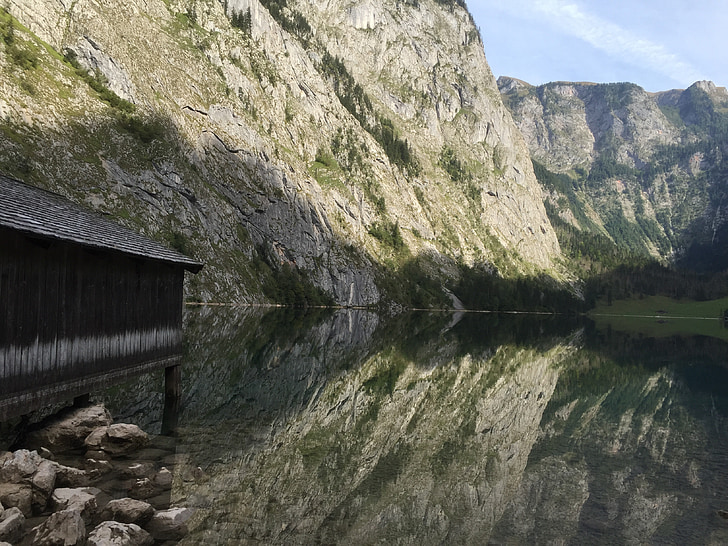 Königssee, jazero, Nemecko, reflexie, zrkadlo Foto, Bavaria, národnom parku Berchtesgaden