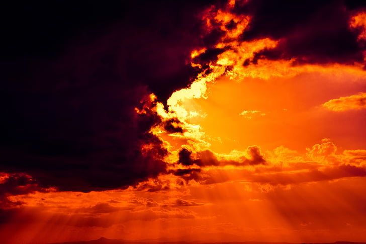 dangaus ugnis, Apreiškimas Jonui, debesys, šviesos, Sunbeam, saulės spindulių, Apokalipsė