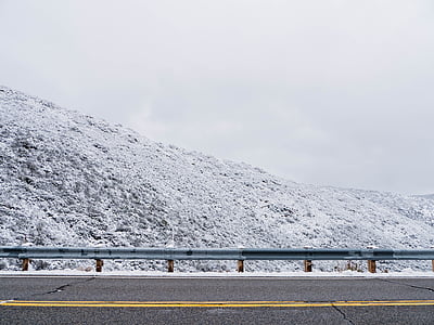 fotografia, cobert de neu, muntanya, neu, vessant, carrer, groc