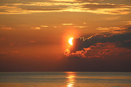 coucher de soleil, mer Baltique, mer