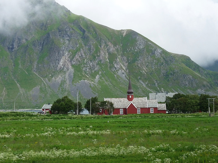 lofoten, 노르웨이, 스 칸디 나 비아, 산, 산, 여행, 노르웨이