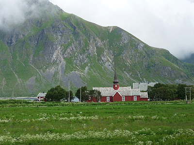 lofoten, 노르웨이, 스 칸디 나 비아, 산, 산, 여행, 노르웨이