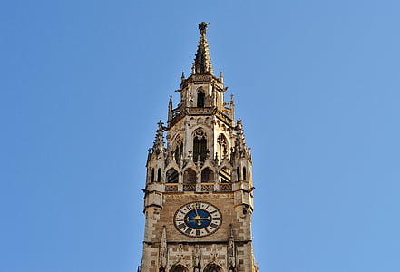 Town hall, clock tower, Minhene, Marienplatz
