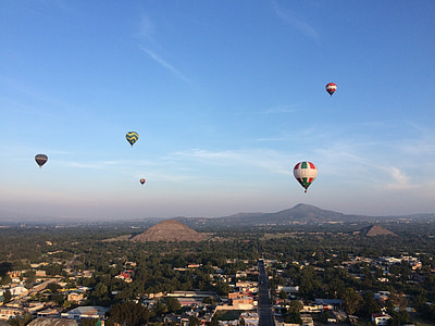Mexique, ballons, pyramides, mexicain, Air, Flying, ballon