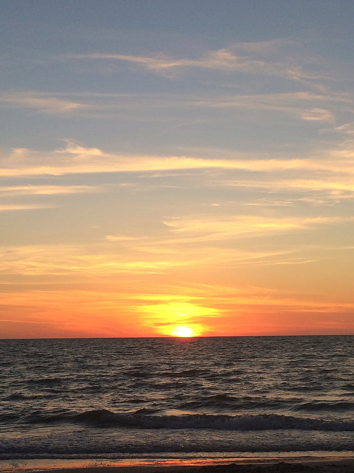 Sonnenuntergang, Strand, Wasser, Reisen, 'Nabend, romantische, friedliche
