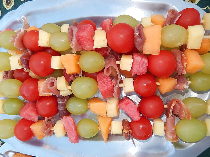 alimentaire, brochettes, fruits