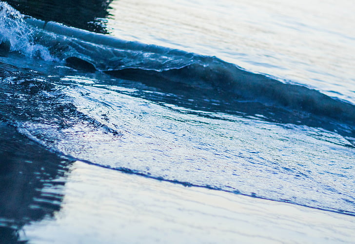wave, blue, sea, beach, foam, reflection, water