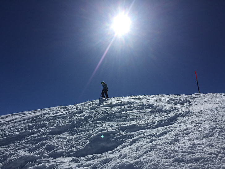 Ski, sneeuw, berg, hemel, leuk, activiteit