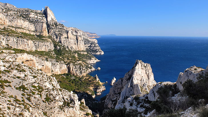 Calanque, Marseille, Cassis, more, Cliff, Stredomorská, Príroda