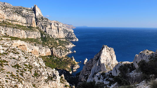 calanque, marseille, cassis, sea, cliff, mediterranean, landscape