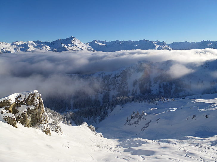 hoge bergen, Alpine, Bergen, sneeuw, berg, winter, natuur