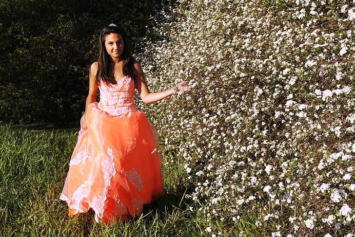 dress, orange, quinceanera dress, fashion, prom dress