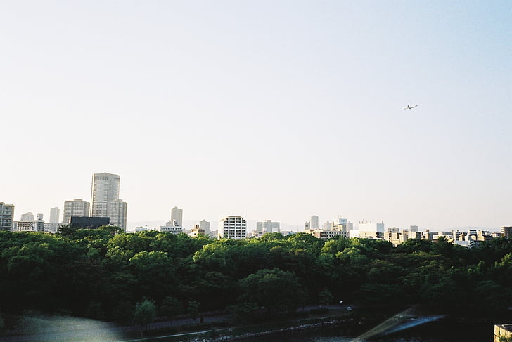 Panoráma města, Foto, vysoká, vzestup, nízká, beton, budovy