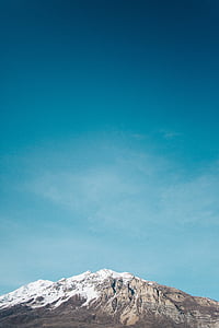 muntanya, pic, cel, blau, natura, representacions, neu