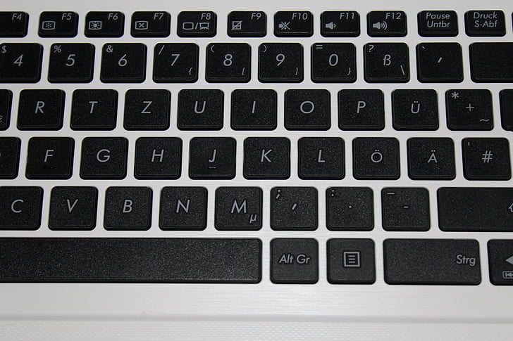 tastatura, laptop, chei, datailaufnahme, tastatură de calculator, notebook-uri, alb