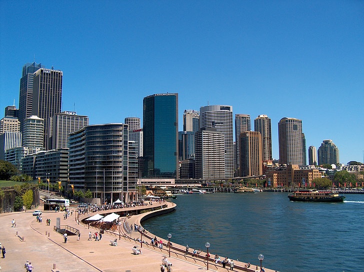Sydney, stranden, skyline, byen