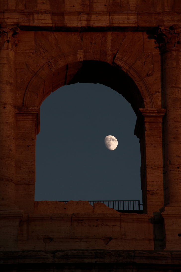 Róma, Colosseum, Hold, ablak, Olaszország, épület, ókor