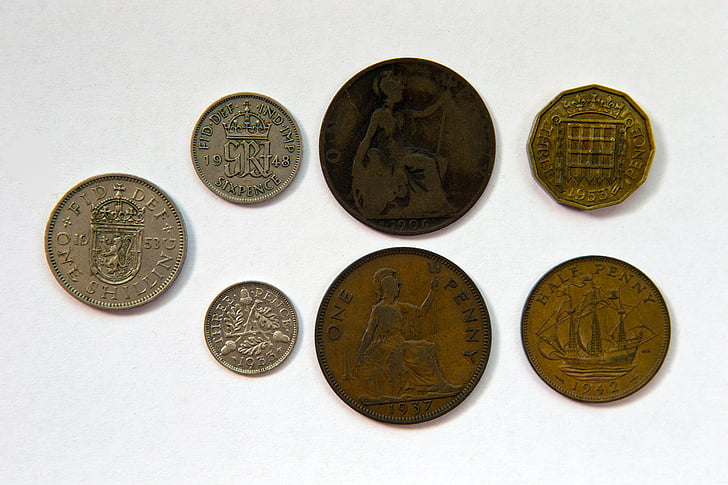 britų monetų kaldinimo, Grįžtamieji veidai, prieš decimalisation, sutepti, išplatinta
