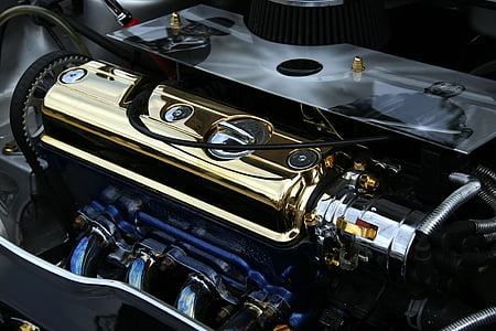 tuning, μπλοκ κινητήρα, συντονισμένοι, μοτέρ, Χαριτωμένο, χρυσό, μηχανοστάσιο