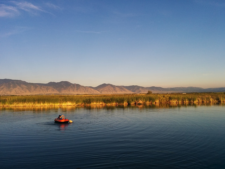 lake, scene, water, nature, landscape, sky, summer