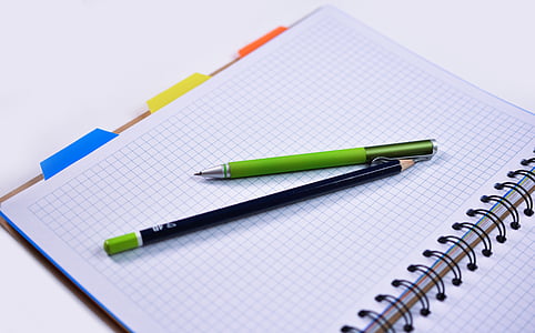 graphing paper, laptop, notebook, paper, pen, pencil