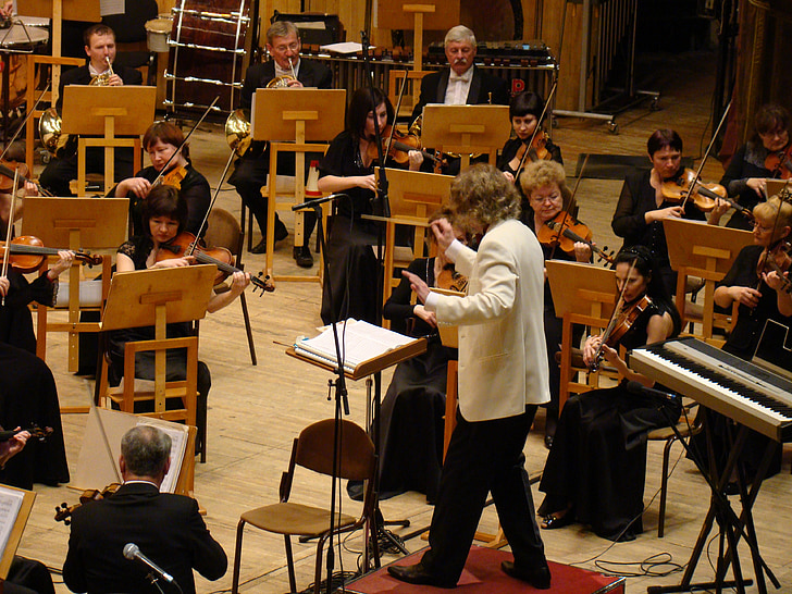 simfoniskais orķestris, koncerts, Filharmonijas zālē, mūzika, vijole, čells, stīgu instrumenti