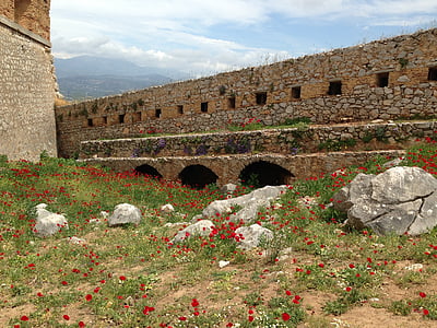 Grekland, blomma, väggen, arkitektur, natursköna, Grekiska, Medelhavet