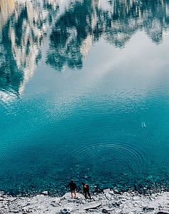 nature, water, reflection, rocks, ripples, stone, skipping