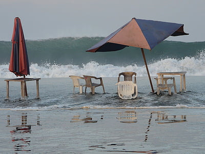 plajă, umbrelă de soare, mare