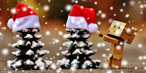Danbo, Vánoční, obrázek, jedle, stromy, Legrační, postavy