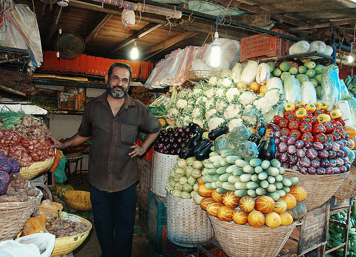 India, Mumbai, gyümölcsök, piac, zöldség