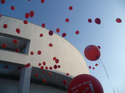 gaisa balons, jauninājums, sarkana, muša, festivāls, svinības
