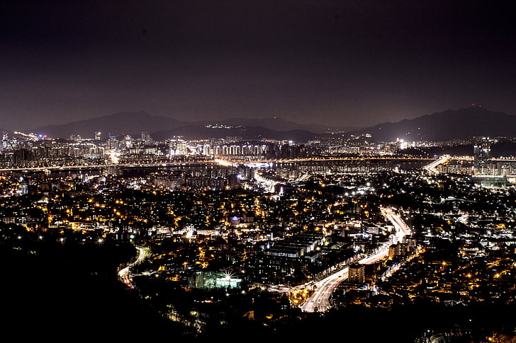 нощ, град, Градът през нощта, градски пейзаж, пътуване, забележителност, метрополис